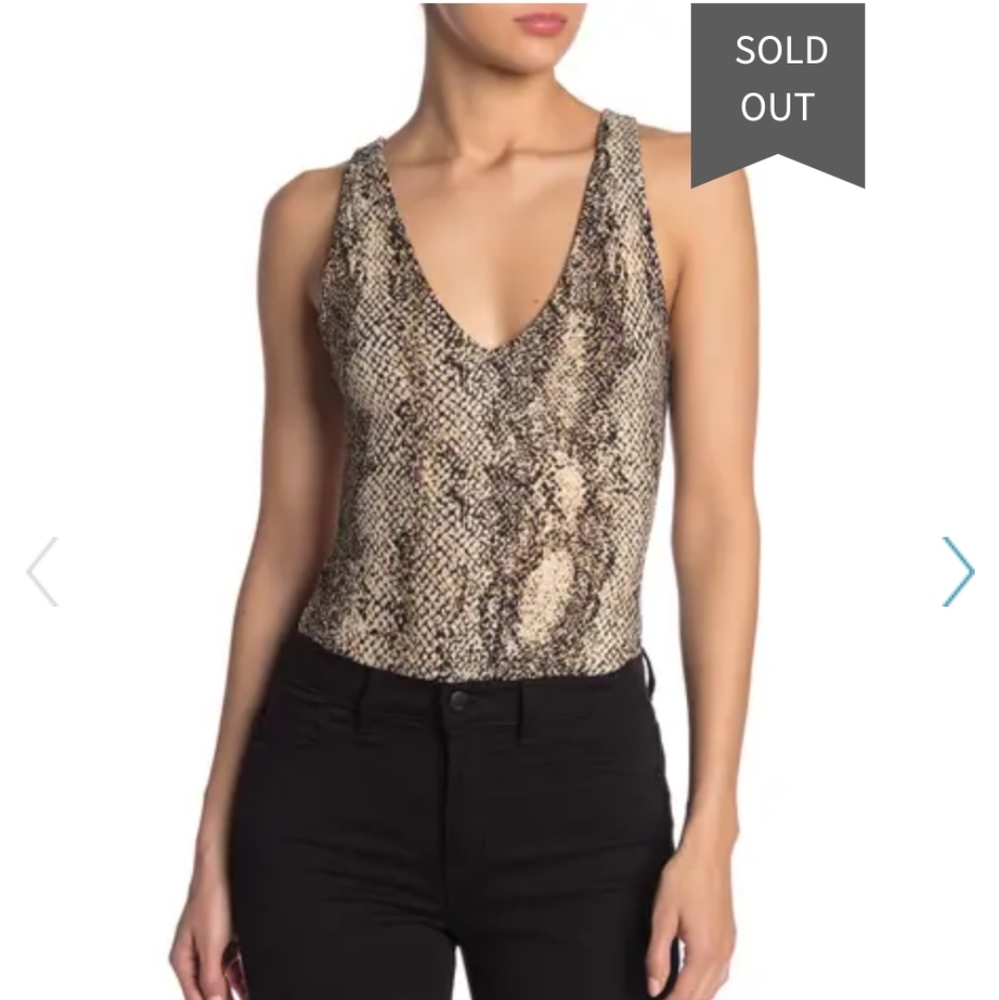 Snake Skin Double V Ribbed Bodysuit